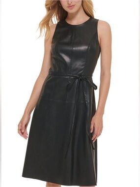 Tommy Hilfiger faux leather sleeveless dress